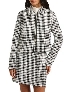 Margaret Dogtooth Jacket in Black/White