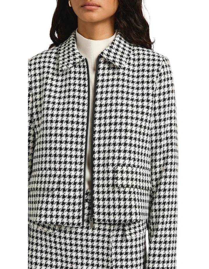 Margaret Dogtooth Jacket in Black/White image 3