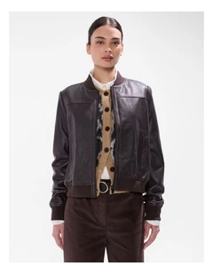 Collette Leather Bomber in Espresso