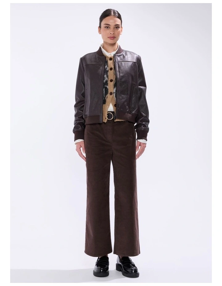 Collette Leather Bomber in Espresso image 1