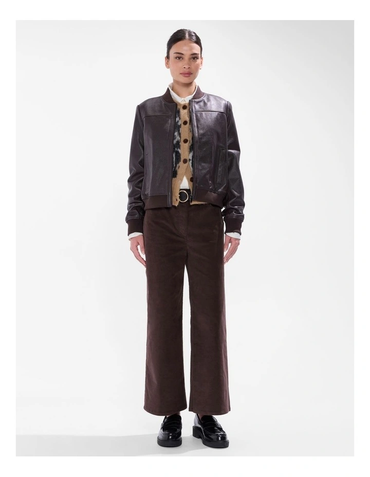 Collette Leather Bomber in Espresso image 2