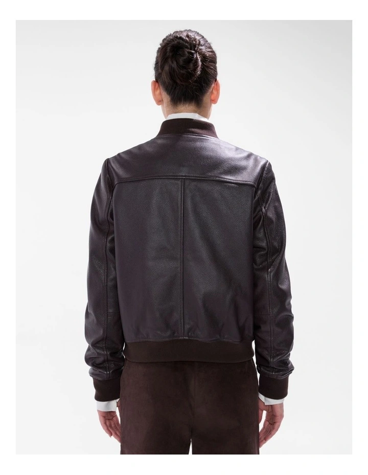 Collette Leather Bomber in Espresso image 3