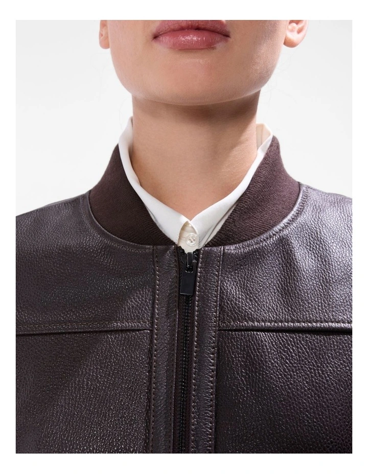 Collette Leather Bomber in Espresso image 4