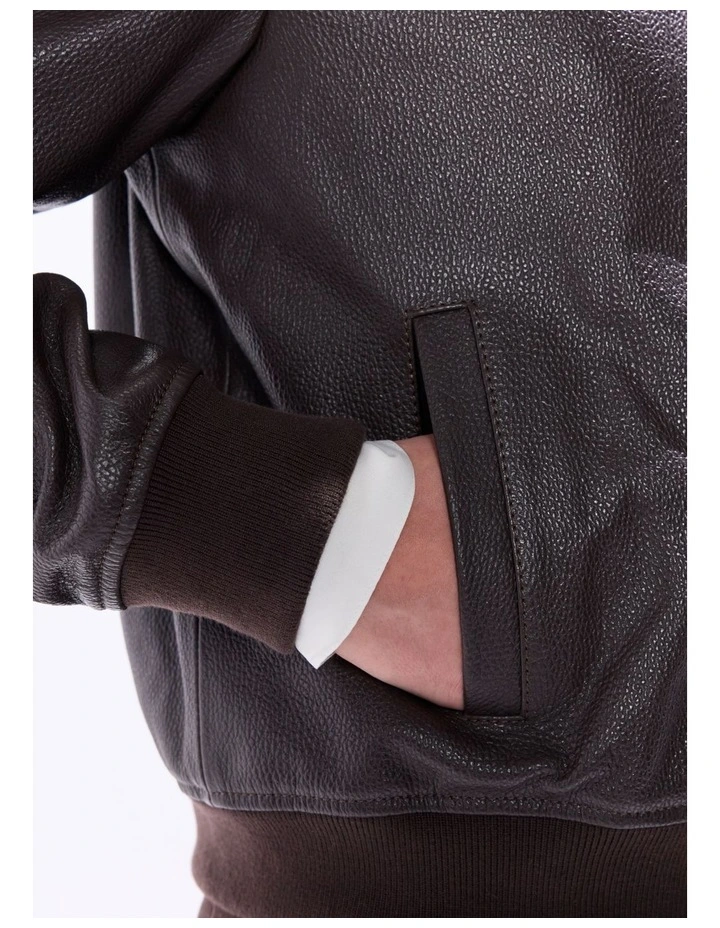 Collette Leather Bomber in Espresso image 4