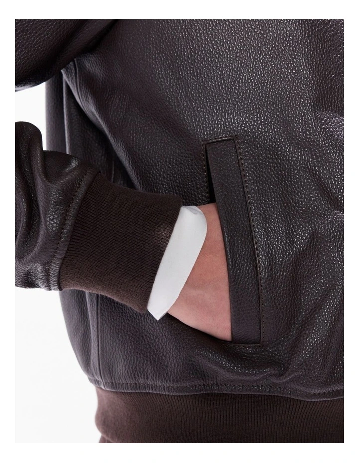 Collette Leather Bomber in Espresso image 5
