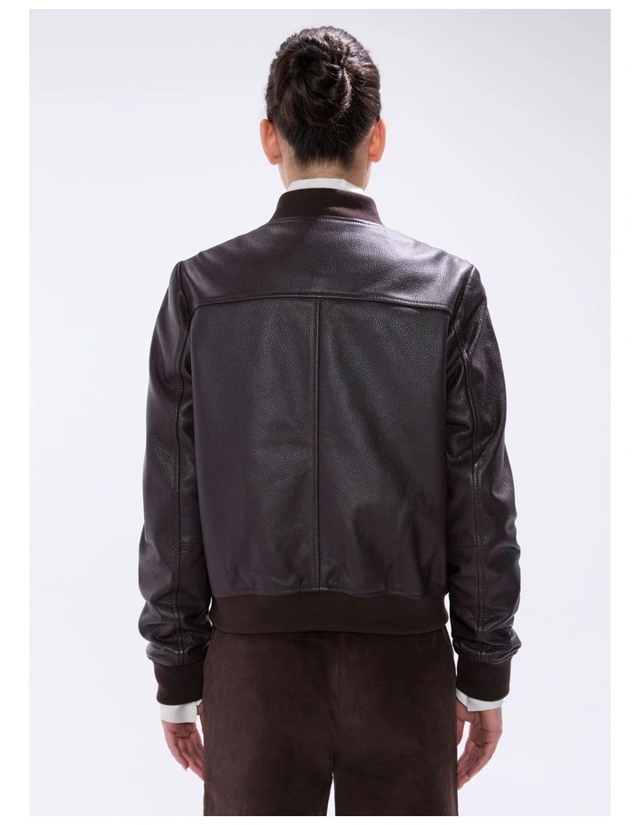 Collette Leather Bomber in Espresso image 5