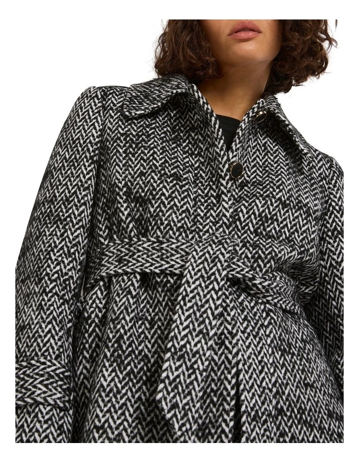 Henley Wool Blend Coat in Black/White image 2