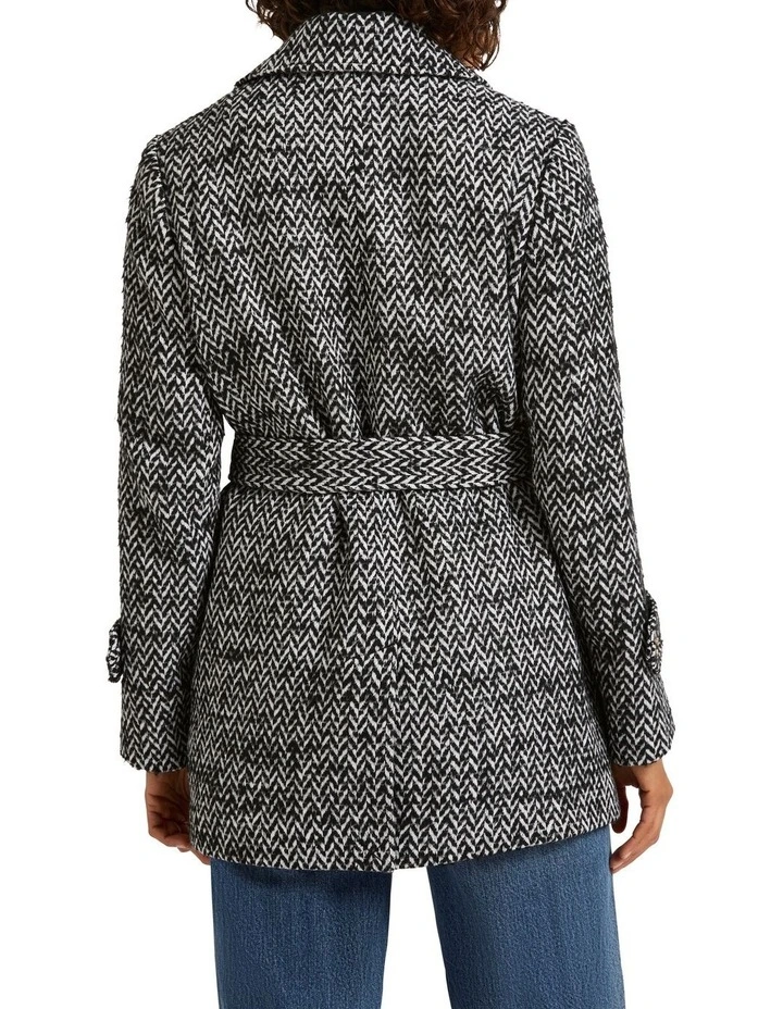 Henley Wool Blend Coat in Black/White image 4