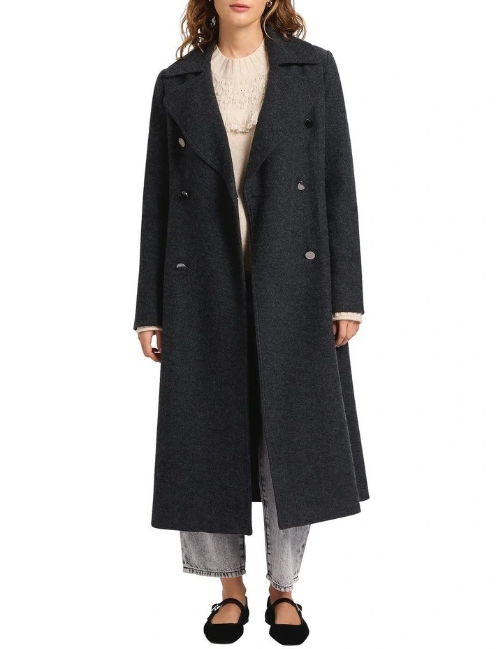 Aria Felted Wool Coat in Charcoal Melange image 1