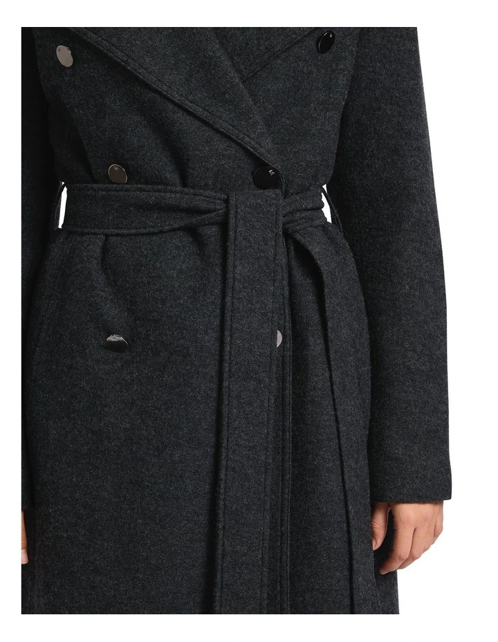 Aria Felted Wool Coat in Charcoal Melange image 3