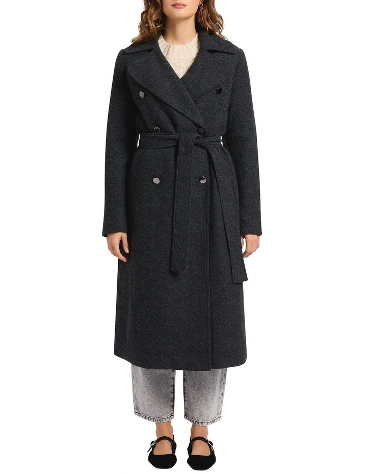 Aria Felted Wool Coat in Charcoal Melange image 4