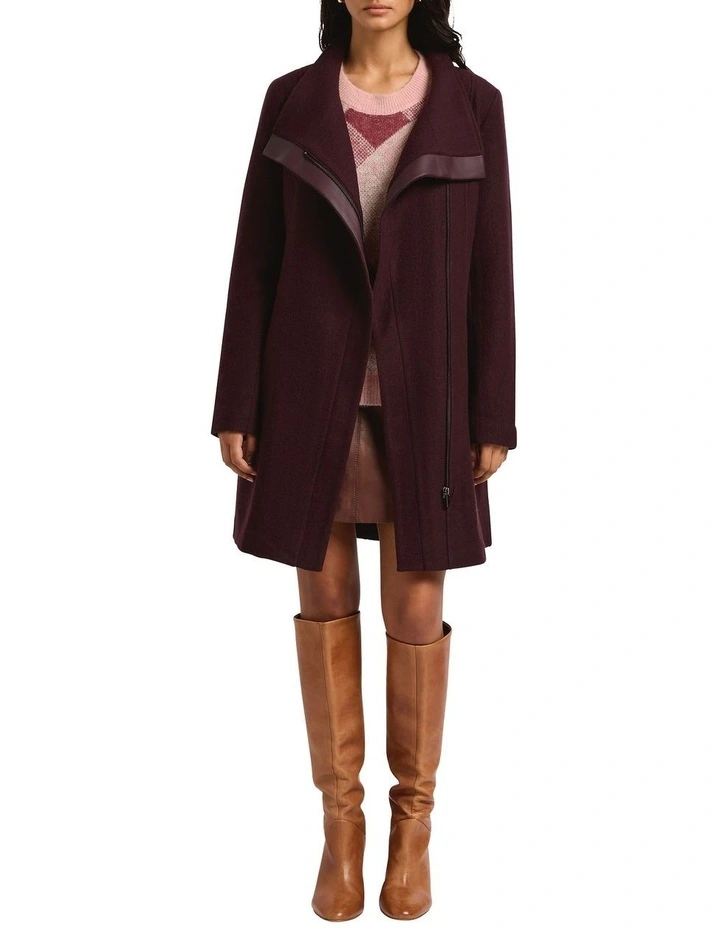 Sophie Felted Wool Coat in Wine image 1