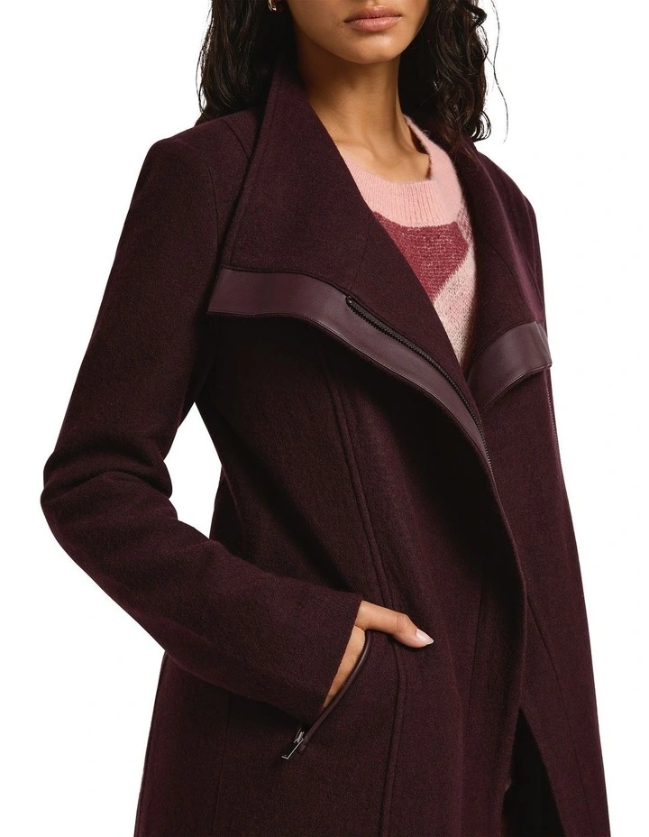 Sophie Felted Wool Coat in Wine image 3