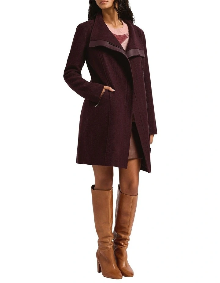 Sophie Felted Wool Coat in Wine image 4