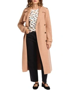 Laura Felted Wool Trench Coat in Camel