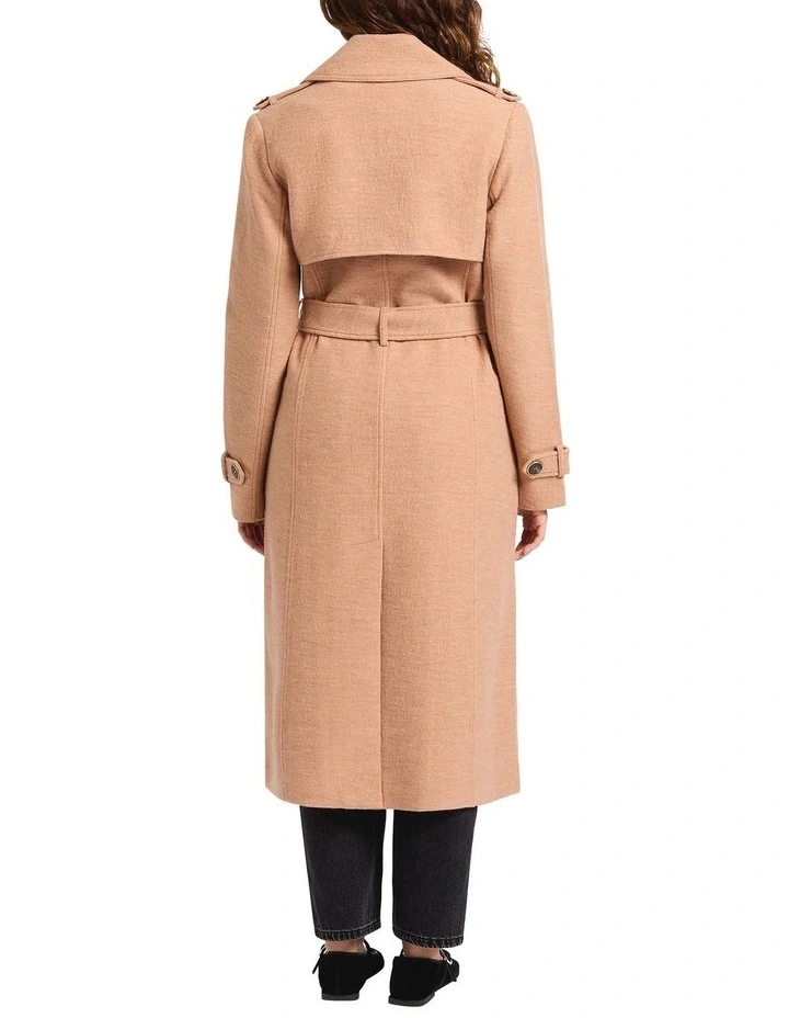 Laura Felted Wool Trench Coat in Camel image 2