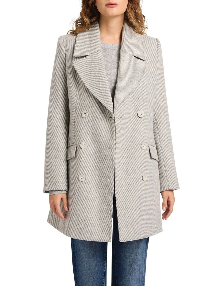 Elsa Wool Blend Twill Coat in Concrete Grey image 1