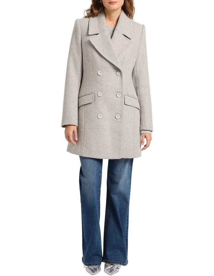 Elsa Wool Blend Twill Coat in Concrete Grey image 2