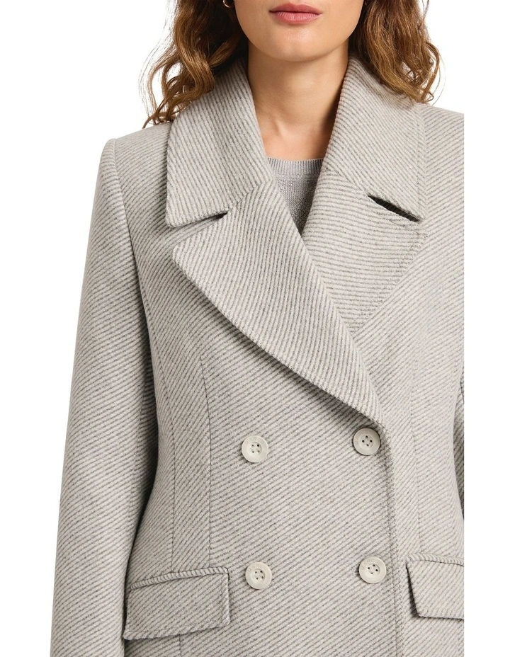 Elsa Wool Blend Twill Coat in Concrete Grey image 3