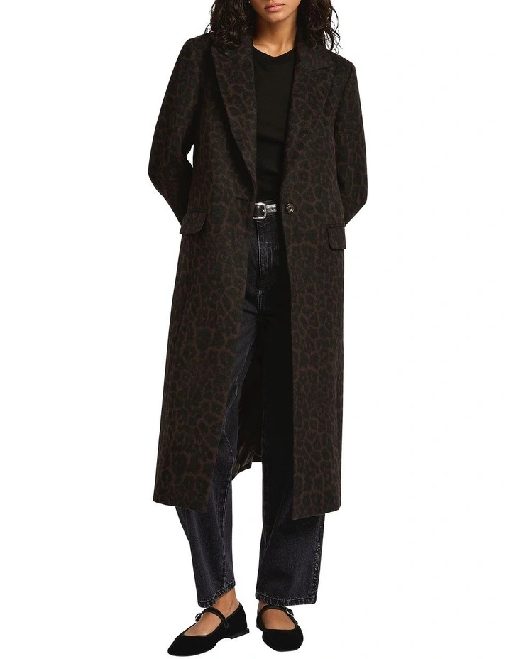 Dimitri Tailored Coat in Brown Multi image 1