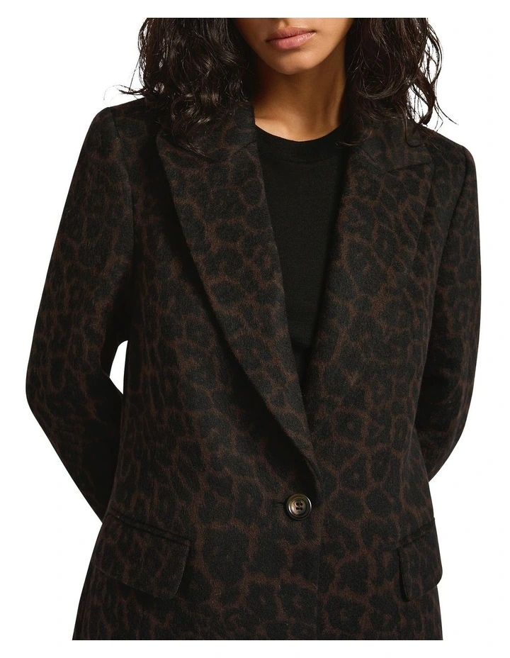 Dimitri Tailored Coat in Brown Multi image 4