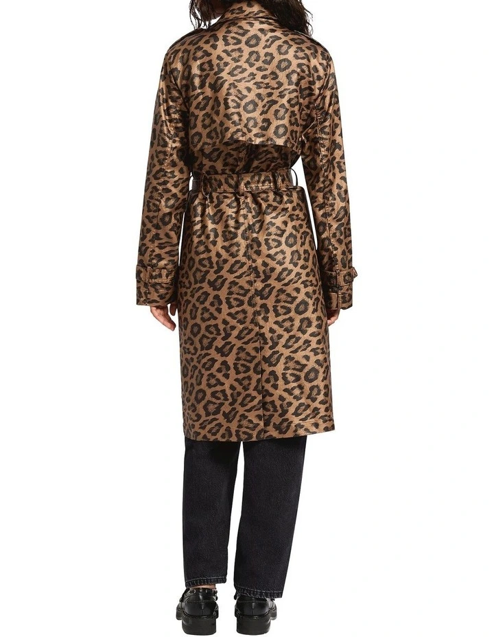 Wild Out Trench Coat in Brown Multi image 2