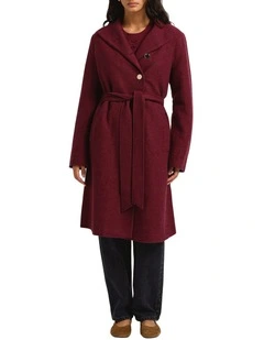 Cristina Felted Wool Coat in Berry