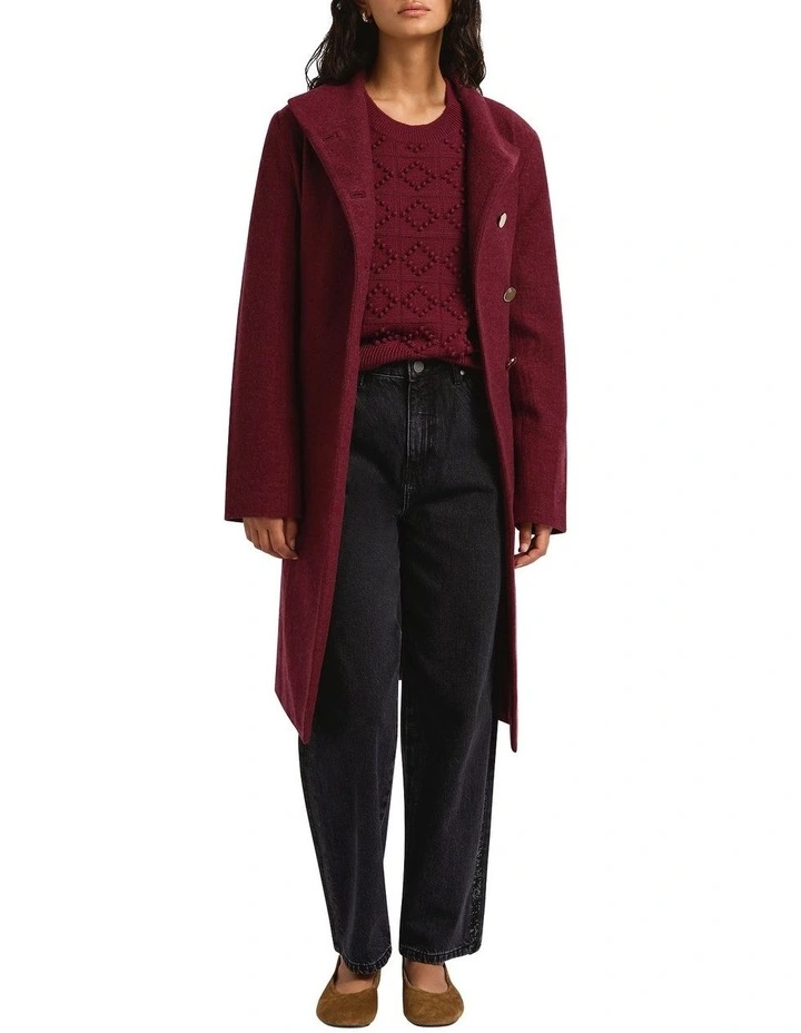 Cristina Felted Wool Coat in Berry image 3