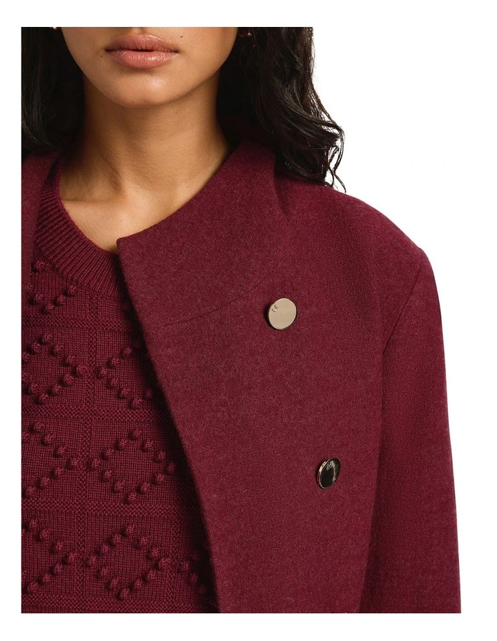 Cristina Felted Wool Coat in Berry image 4