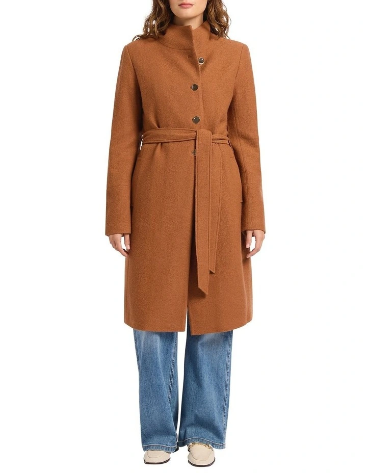 Cristina Felted Wool Coat in Clay image 4