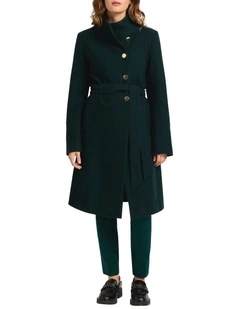 Cristina Felted Wool Coat in Deep Pine
