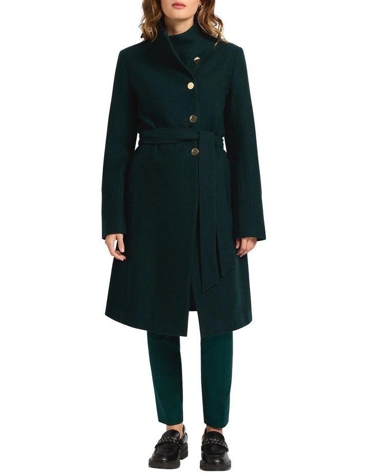 Cristina Felted Wool Coat in Deep Pine image 1