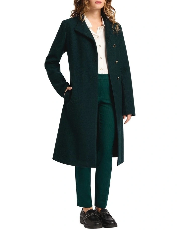 Cristina Felted Wool Coat in Deep Pine image 2
