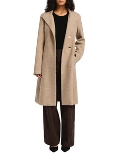 Cristina Felted Wool Coat in Taupe Melange