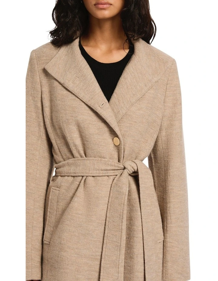 Cristina Felted Wool Coat in Taupe Melange image 3