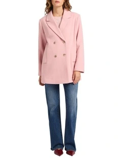 Chris Cozy Twill Coat in Kiss Pink