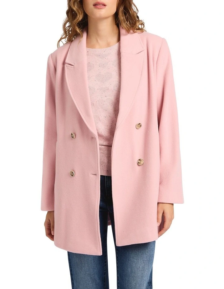 Chris Cozy Twill Coat in Kiss Pink image 3