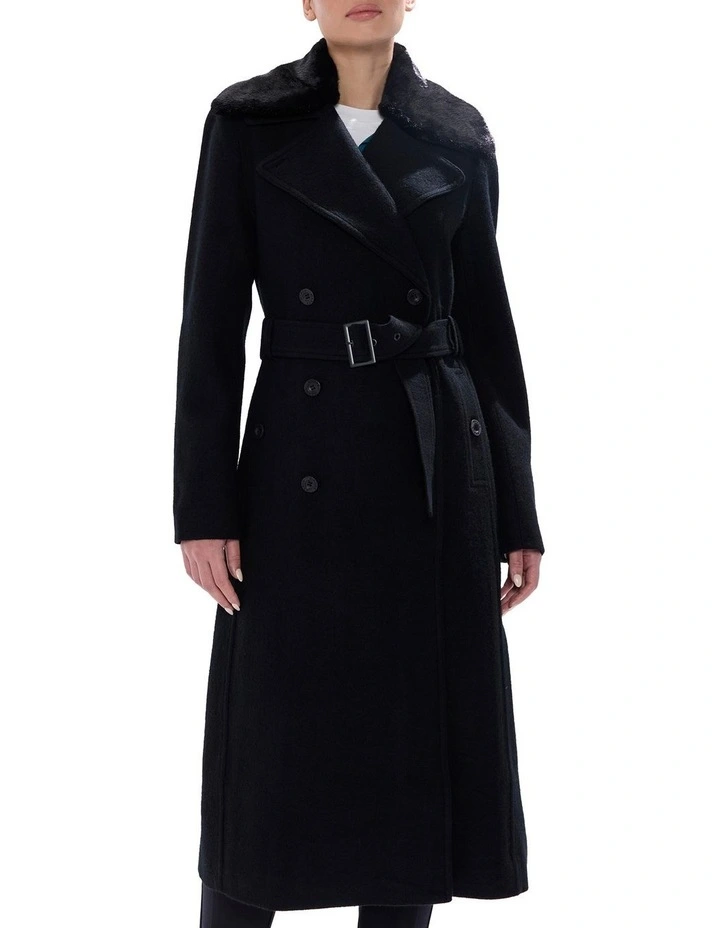 Isabella Felted Wool Coat in Black image 1
