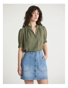 Louis Clip Spot Shirt in Olive Green