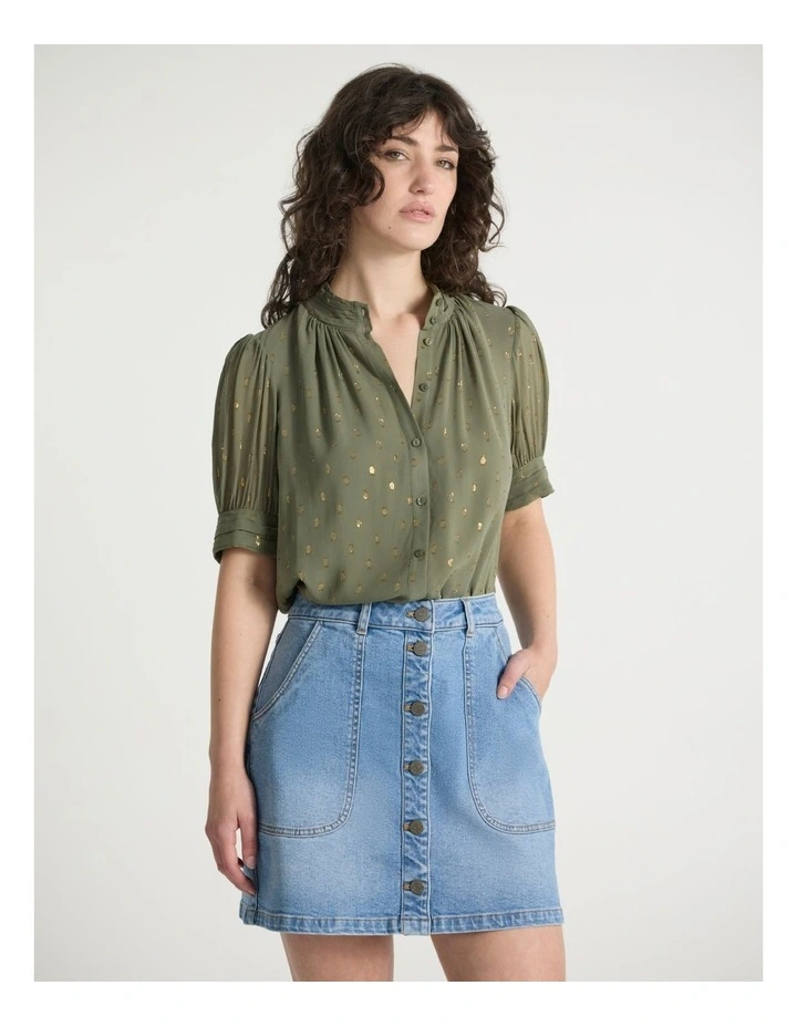 Louis Clip Spot Shirt in Olive Green image 1