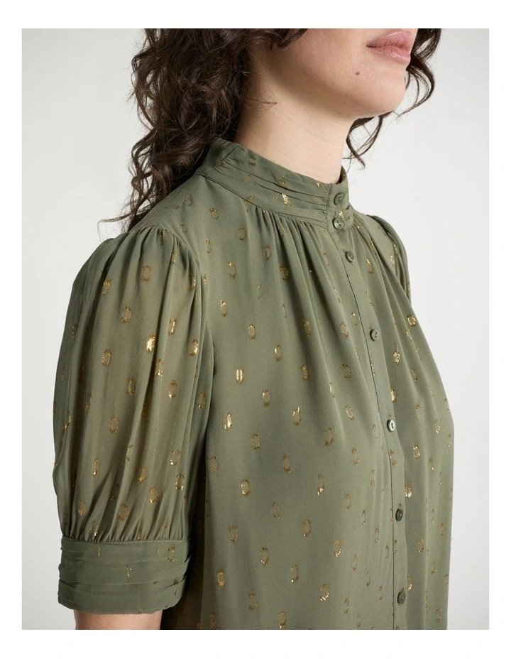 Louis Clip Spot Shirt in Olive Green image 4