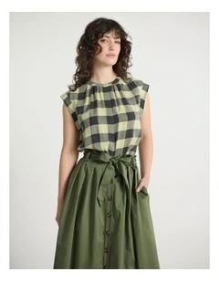 Gingham Almighty Top in Green Multi