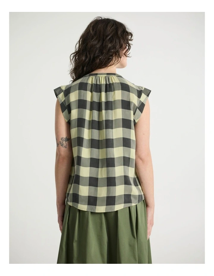 Gingham Almighty Top in Green Multi image 3