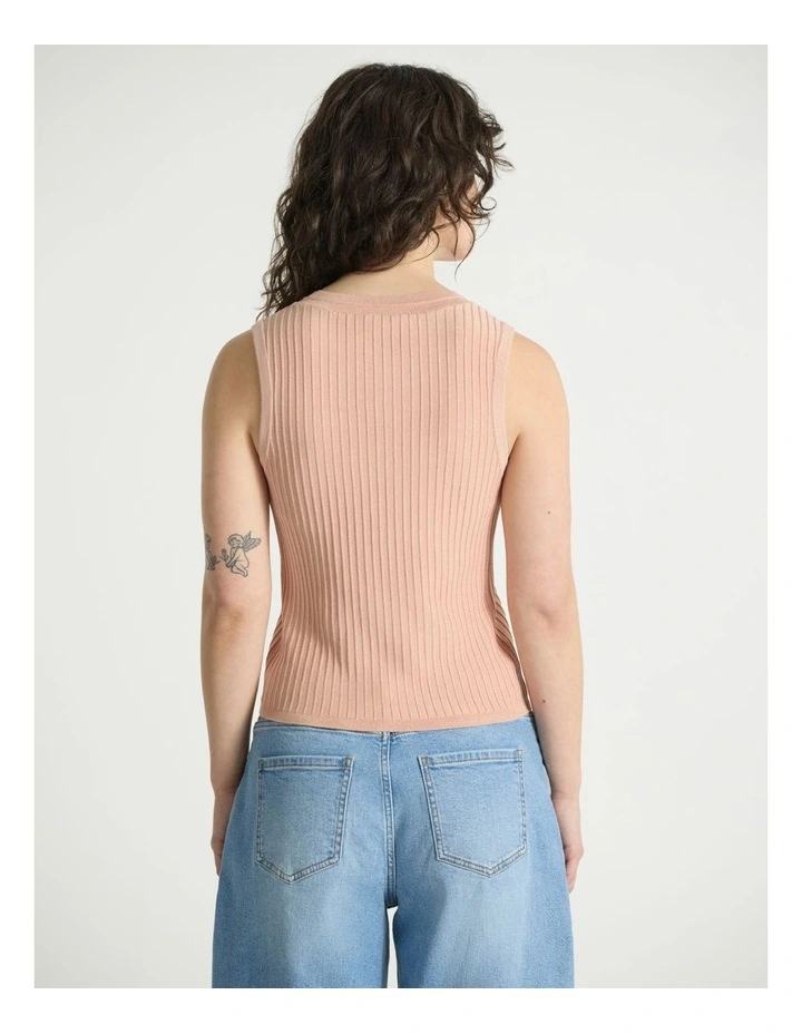 Kiki Shimmer Rib Tank in Coral image 3