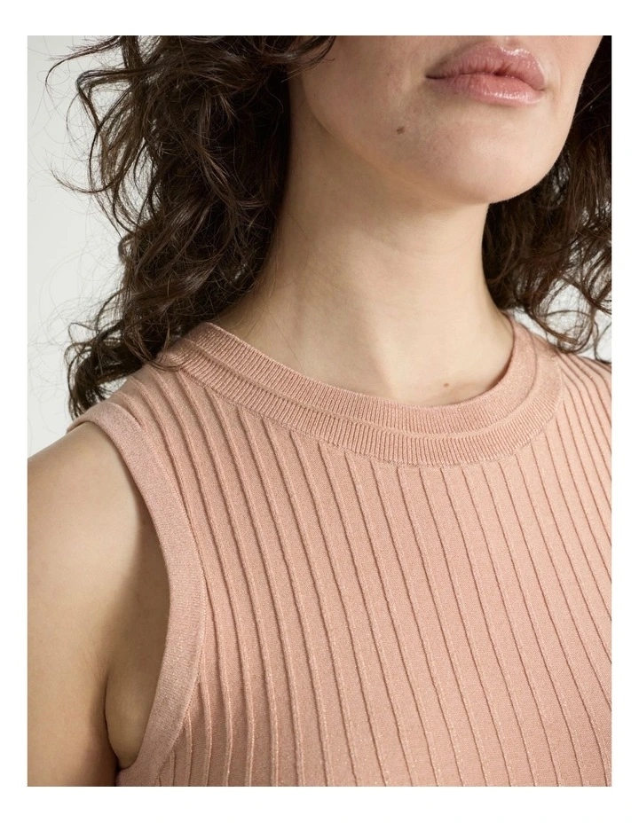Kiki Shimmer Rib Tank in Coral image 4