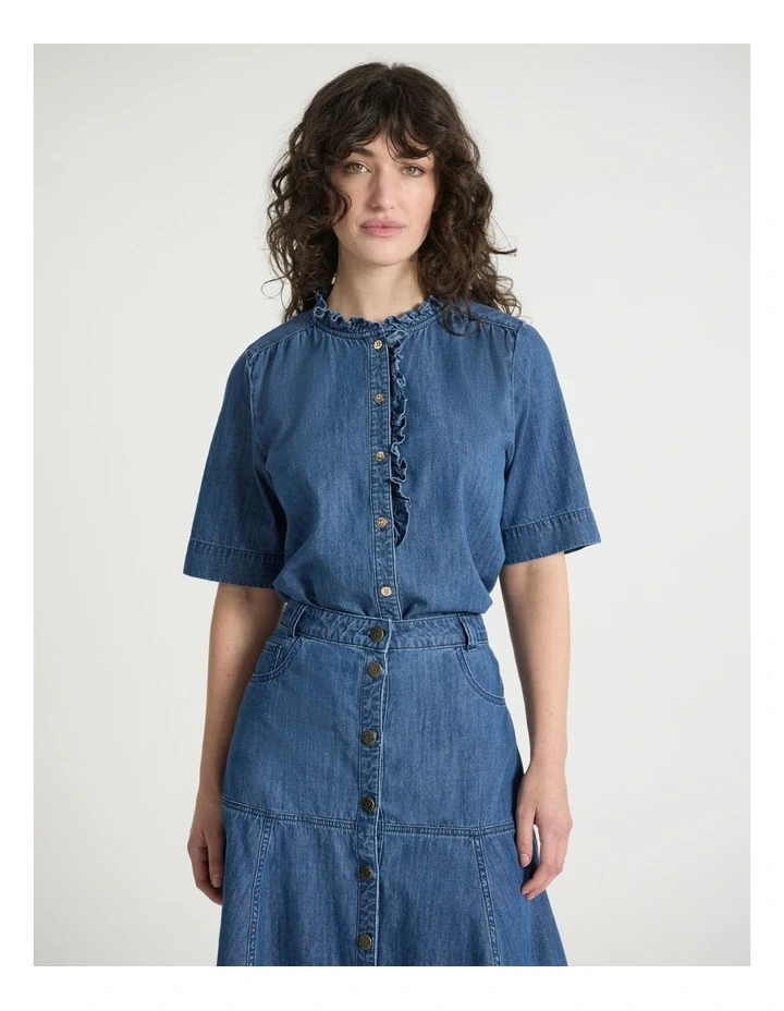 It's You Chambray Top in Mid Wash image 1