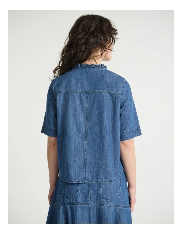It's You Chambray Top in Mid Wash image 3