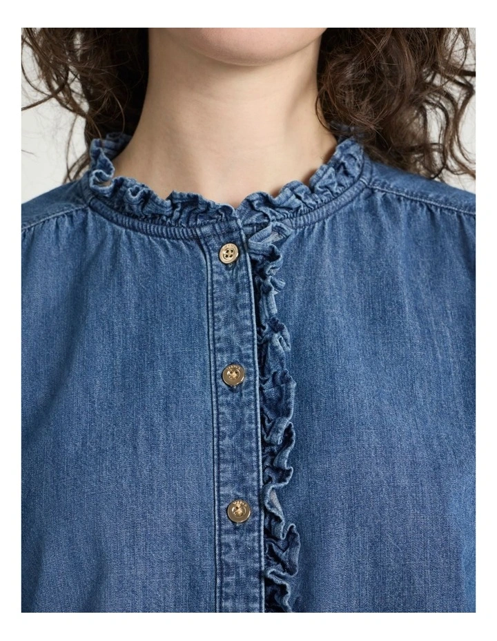 It's You Chambray Top in Mid Wash image 4