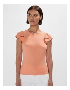 Lilly Ruffle Rib Tank in Coral