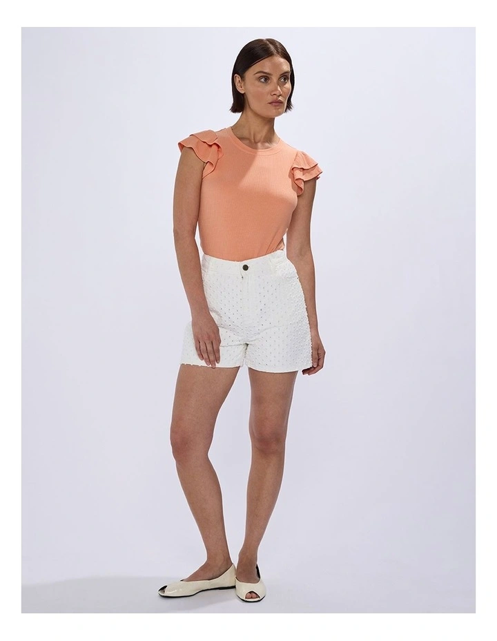Lilly Ruffle Rib Tank in Coral image 1
